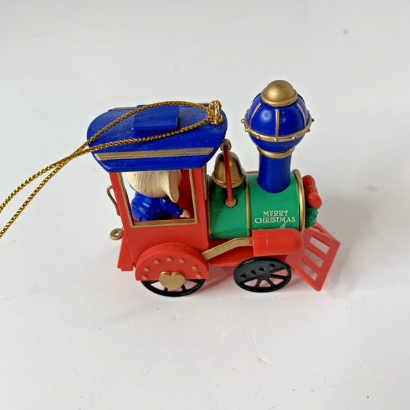 Rennoc Mouse In Train Christmas Ornament Tree 1991 Vintage Engineer Conductor - Picture 2 of 7